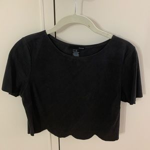 Aqua bloomingdales dark grey suede scallop croptop
